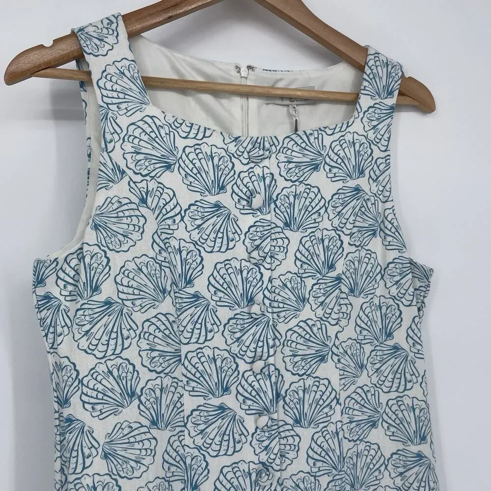 WAYF Sun Dress Coastal Beach Shell Vacation Womens Size M NWT Linen M Blue White - Picture 4 of 12